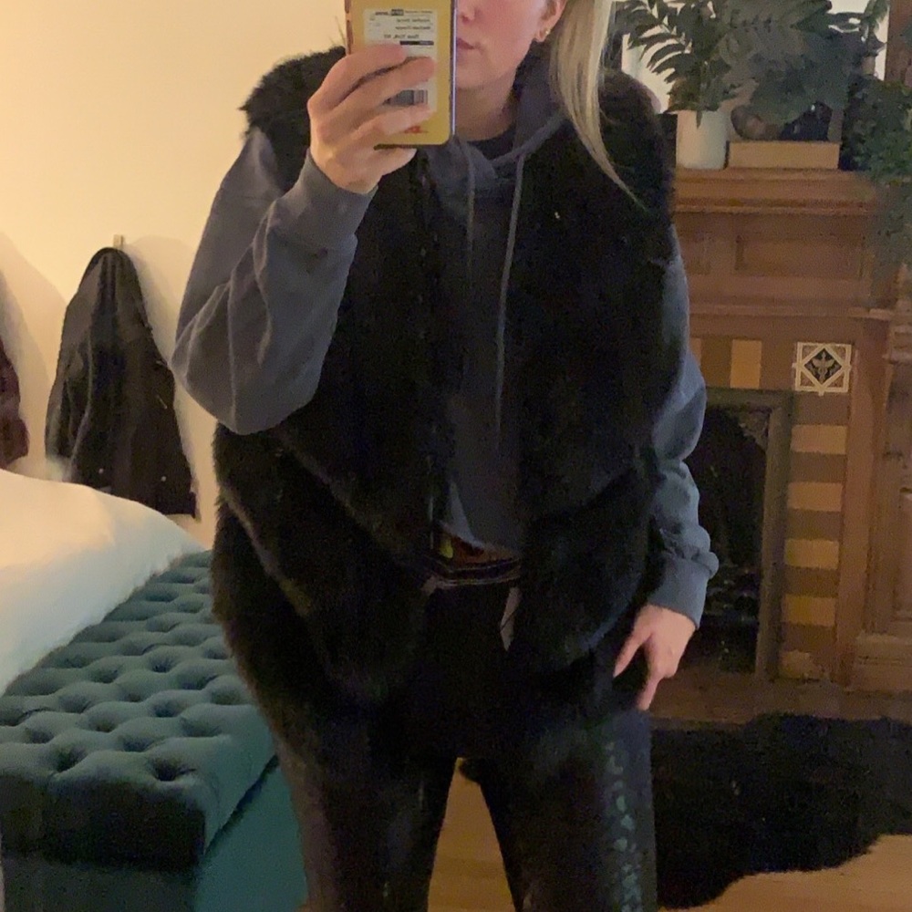 Faux fur asymmetrical vest